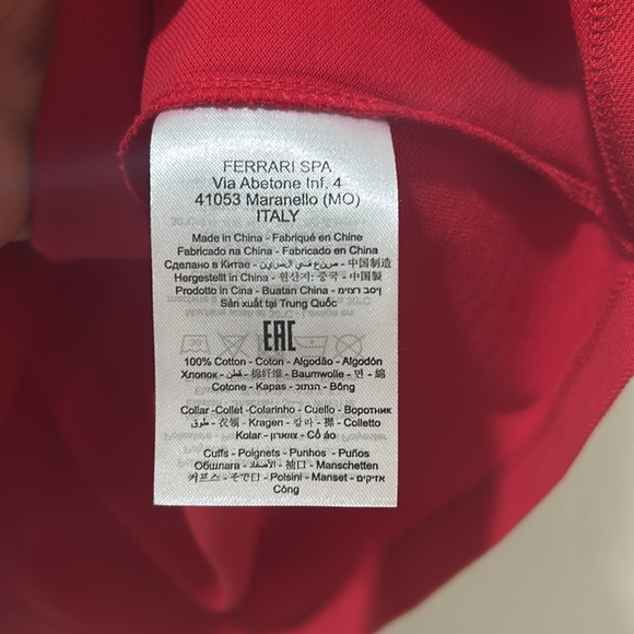 SCUDERIA FERRARI MENS POLO SHIRT ITA FLAG PIQUET RED SZ LG NEW - Picture 8 of 11